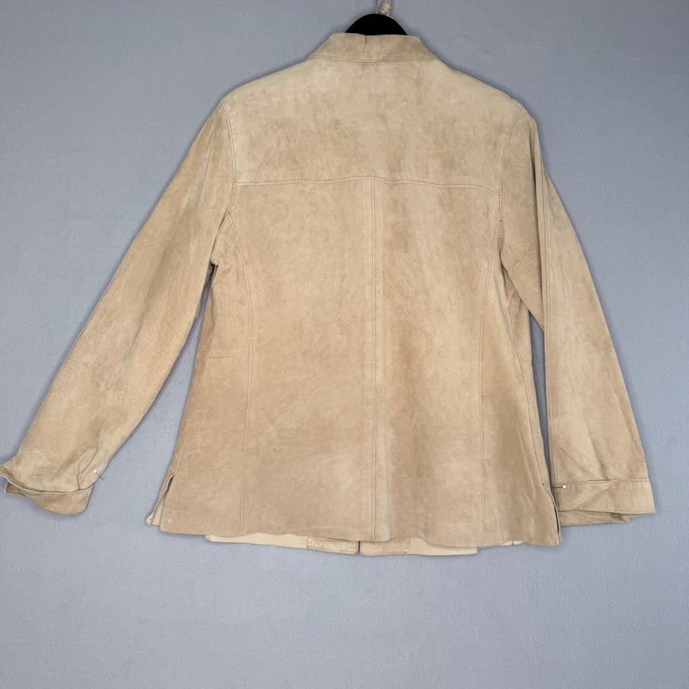 LORD & TAYLOR Tan Suede Leather Jacket Women's Size L Classic Style - Picture 6 of 14